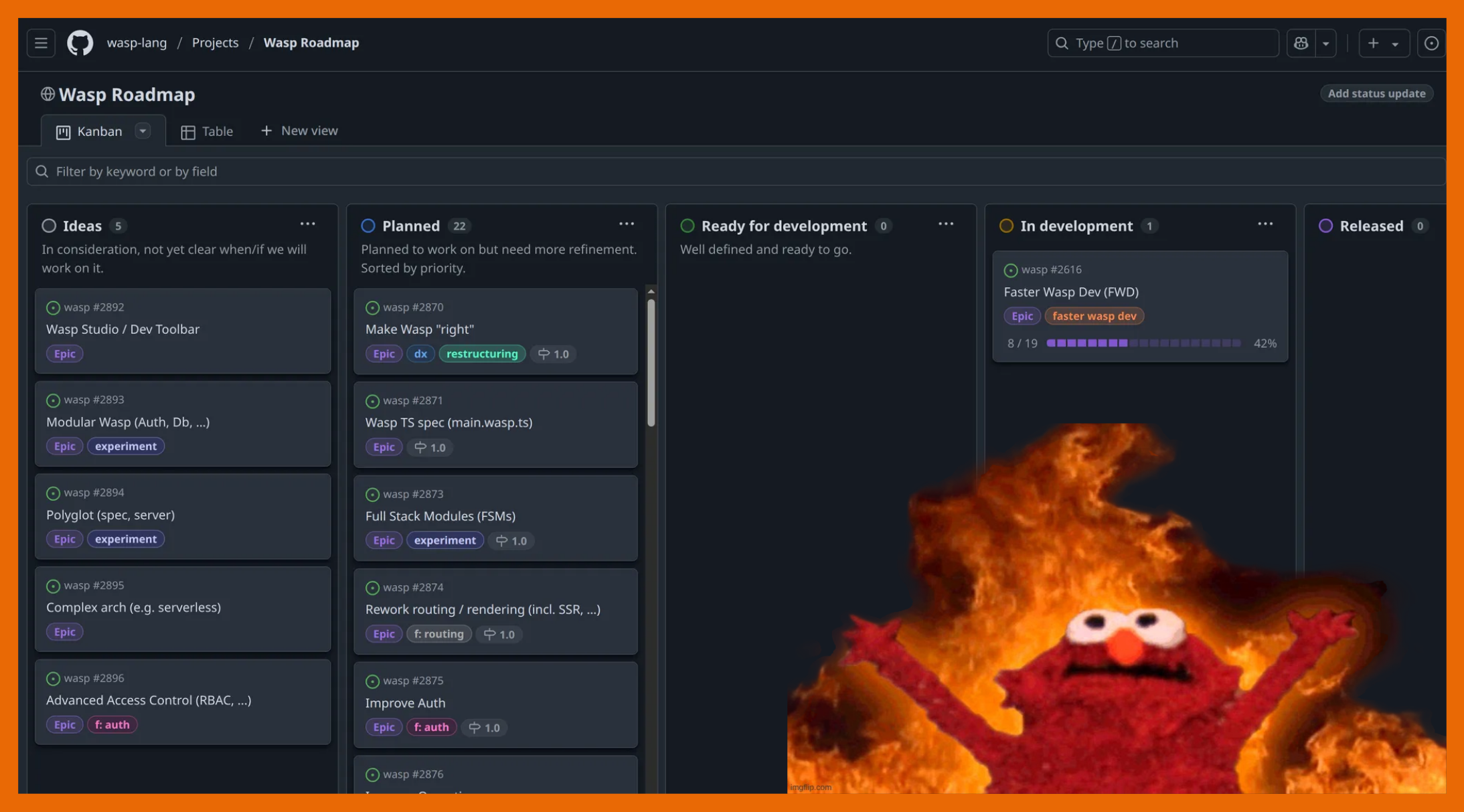 Wasp dev roadmap (on fire)
